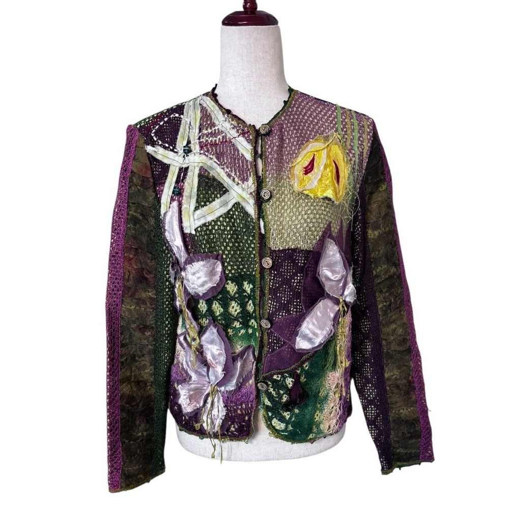 Sandy‎ Starkman Vintage 90s Blazer Abstract Jacket Women's Size Small